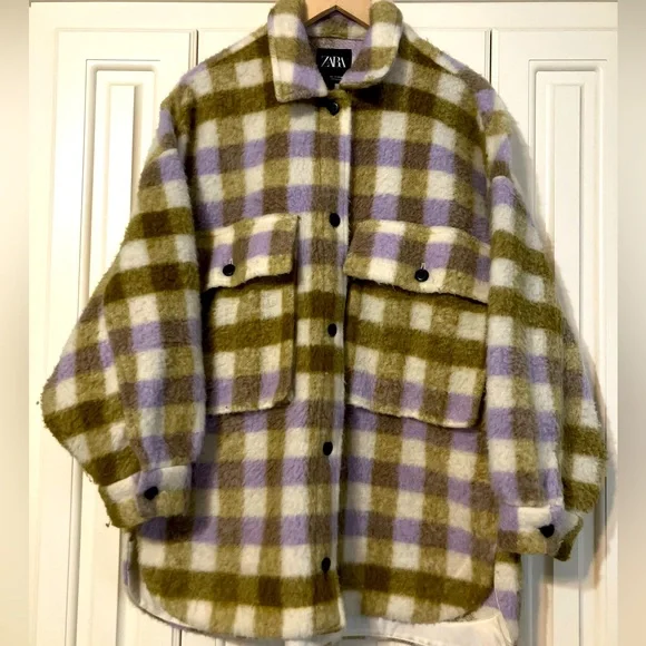 Zara Multicolor Plaid Teddy Jacket - Picture 2 of 5